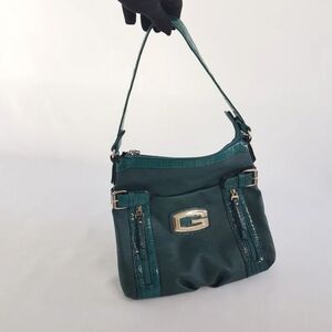 Vintage Gussaci Teal Blue Multi Pocket Utility Shoulder Bag Y2K Satchel Purse
